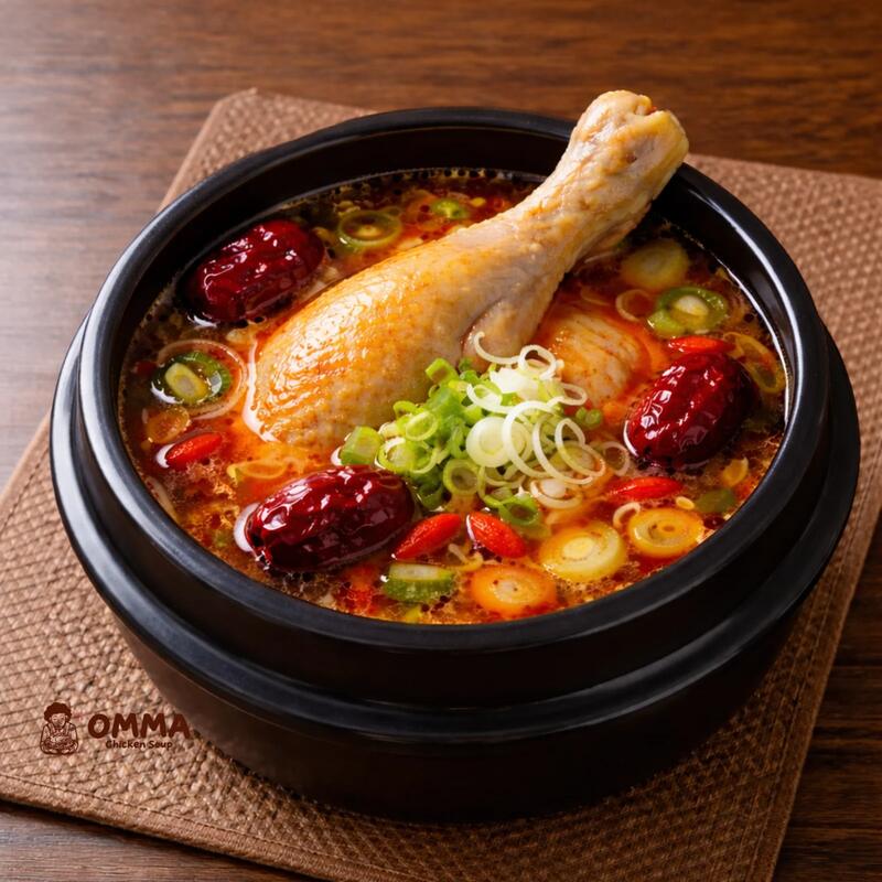 Sesame OMMA, Korean chicken soup in a black stone pot